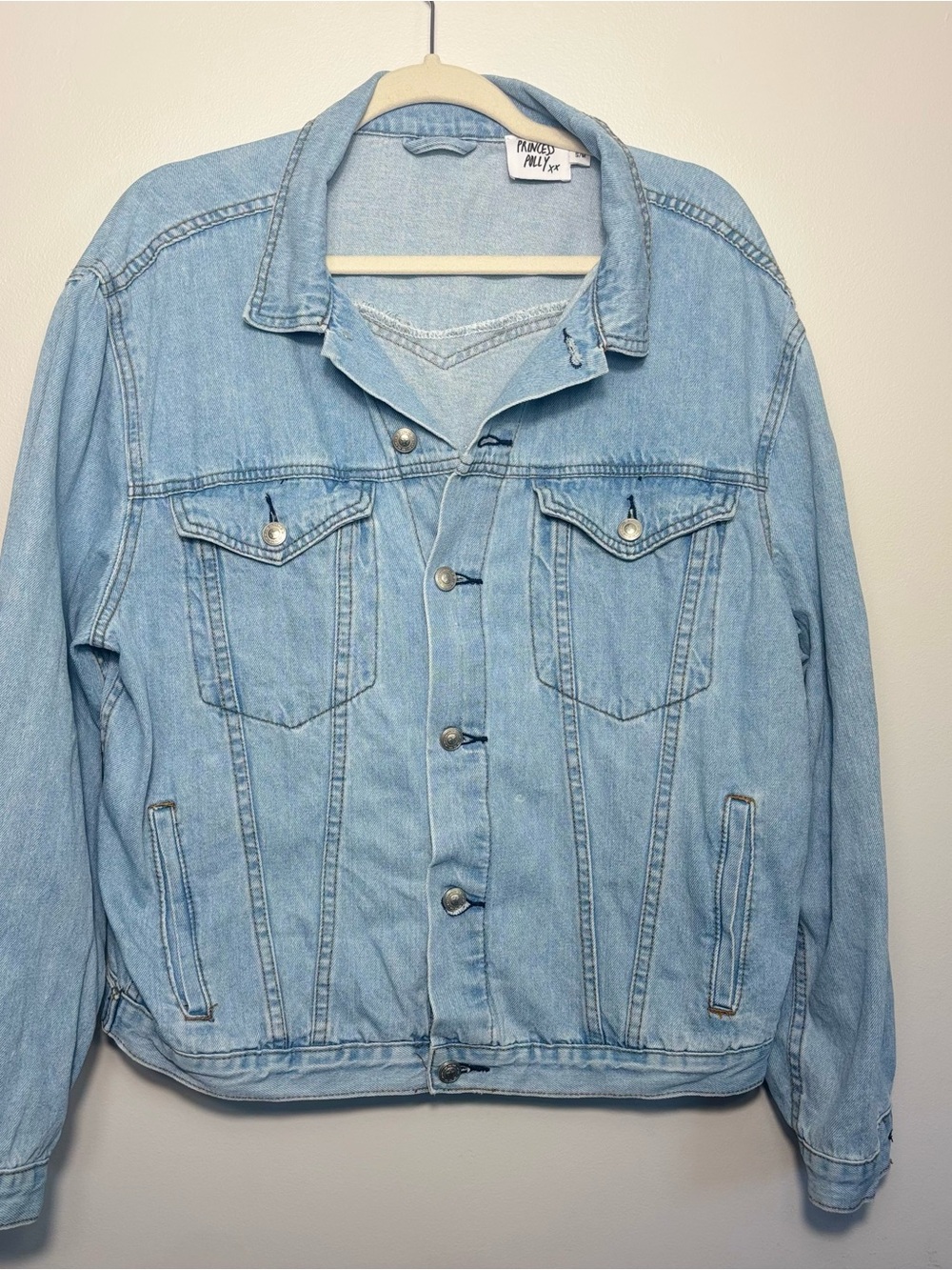 Princess Polly Light Wash Oversized Blue  Denim Jean Jacket - Womens S/M